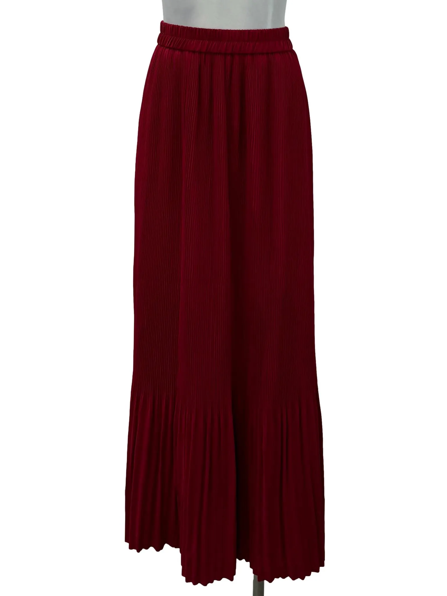 Red Pleated Straight Skirt