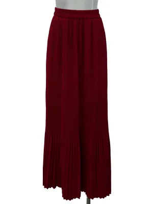 Red Pleated Straight Skirt
