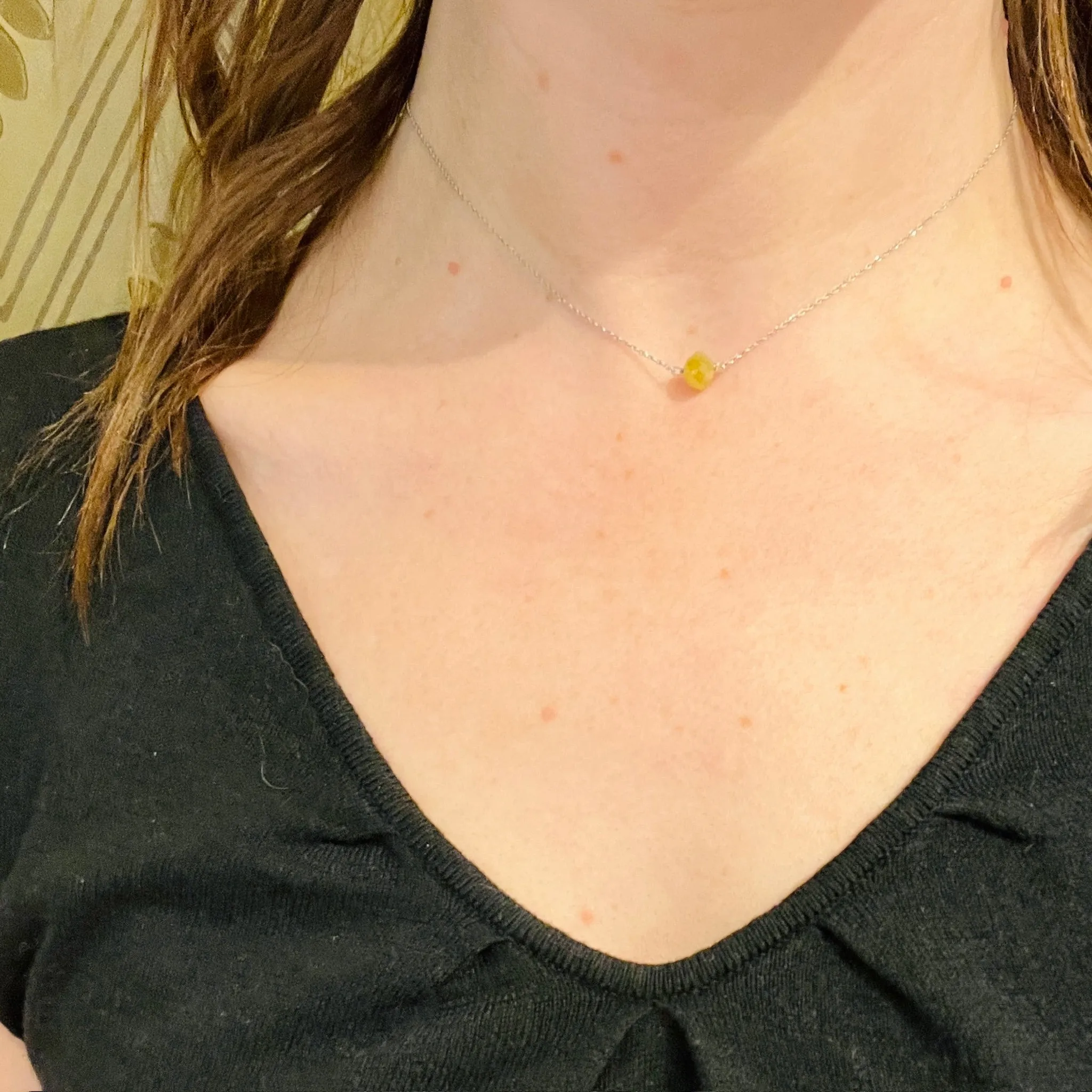 Refined Faceted Green Diamond Bead Necklace by brunet