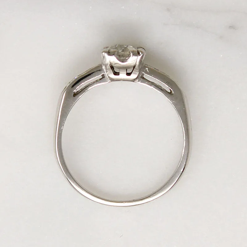 Refined Mid-Century Old European Cut Diamond & Platinum Ring