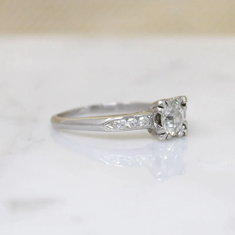 Refined Mid-Century Old European Cut Diamond & Platinum Ring