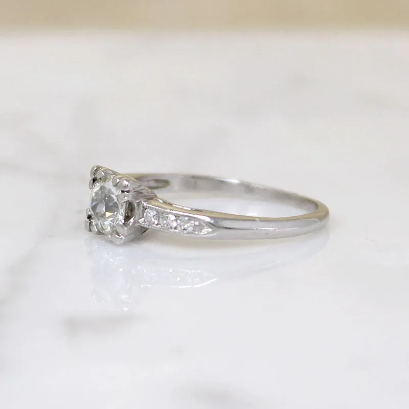 Refined Mid-Century Old European Cut Diamond & Platinum Ring