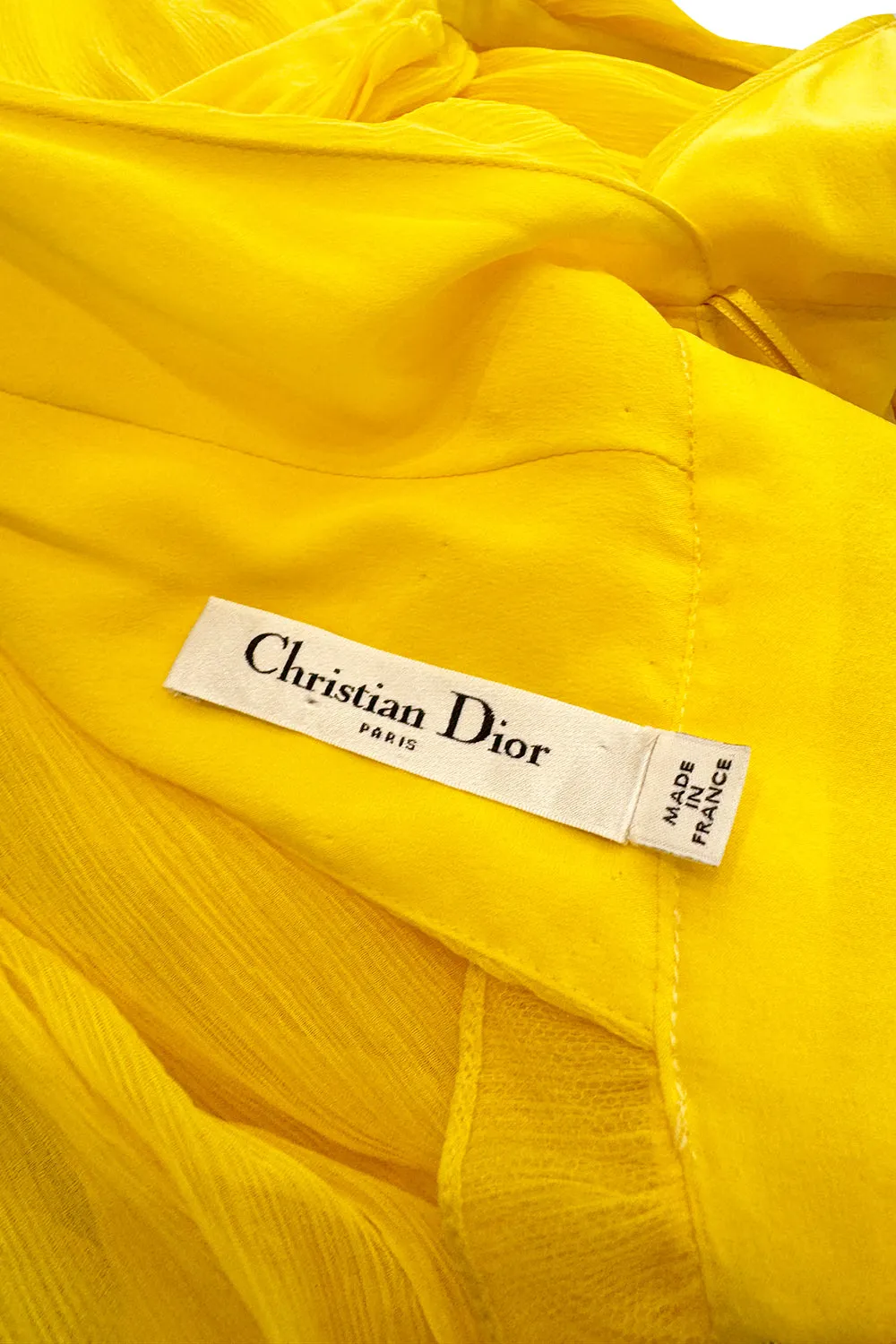 Resort 2018 Christian Dior by Maria Grazia Chiuri Runway Look 47 Plunge Yellow Silk Chiffon Dress Size 38