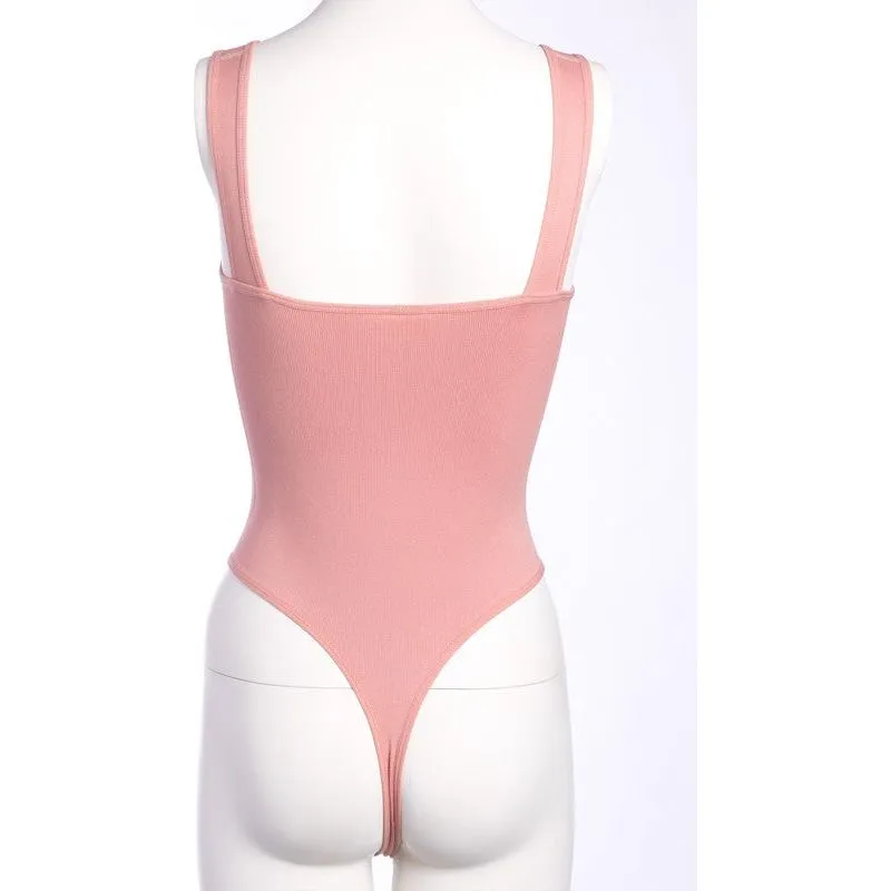 Ribbed V Neck Bodysuit