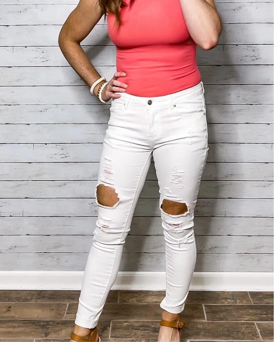 Ripped White Skinny Jean