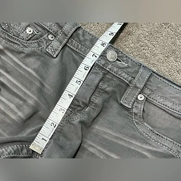 Rock Revival Gray Arjean 28 pants mid-rise skinny stretch GUC