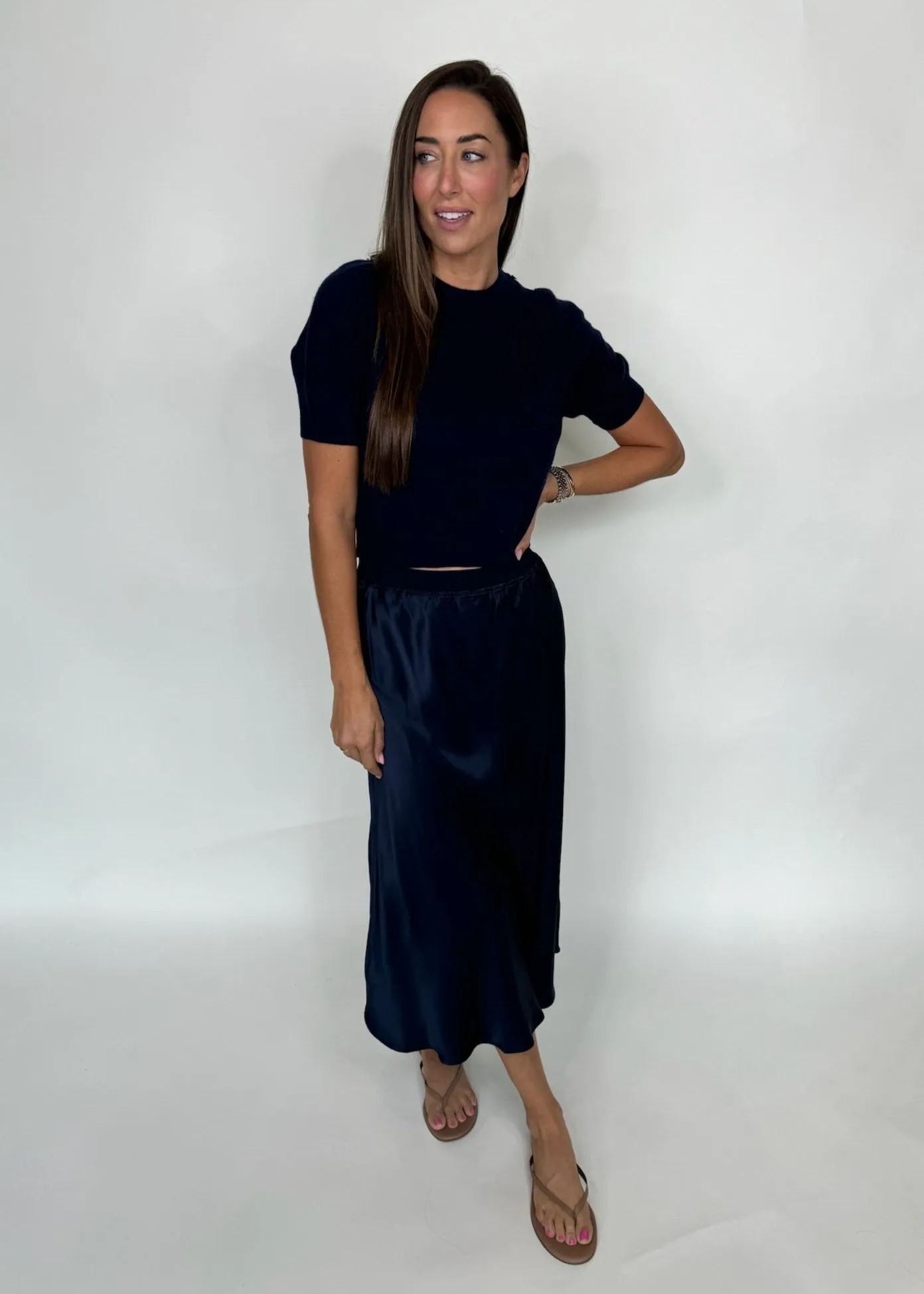 Rose and Crown Cashmere S/S Sweater Navy