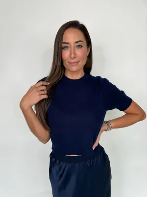 Rose and Crown Cashmere S/S Sweater Navy