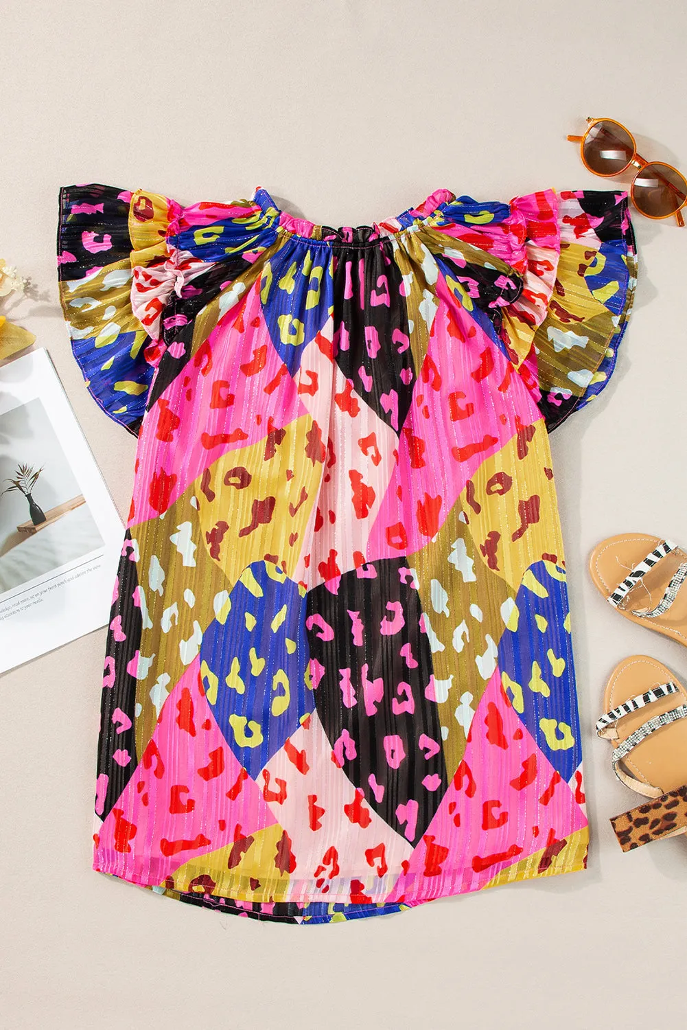 Rose V Neck Crinkled Blouse