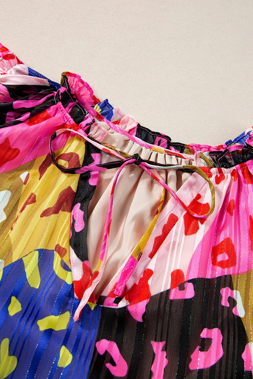 Rose V Neck Crinkled Blouse