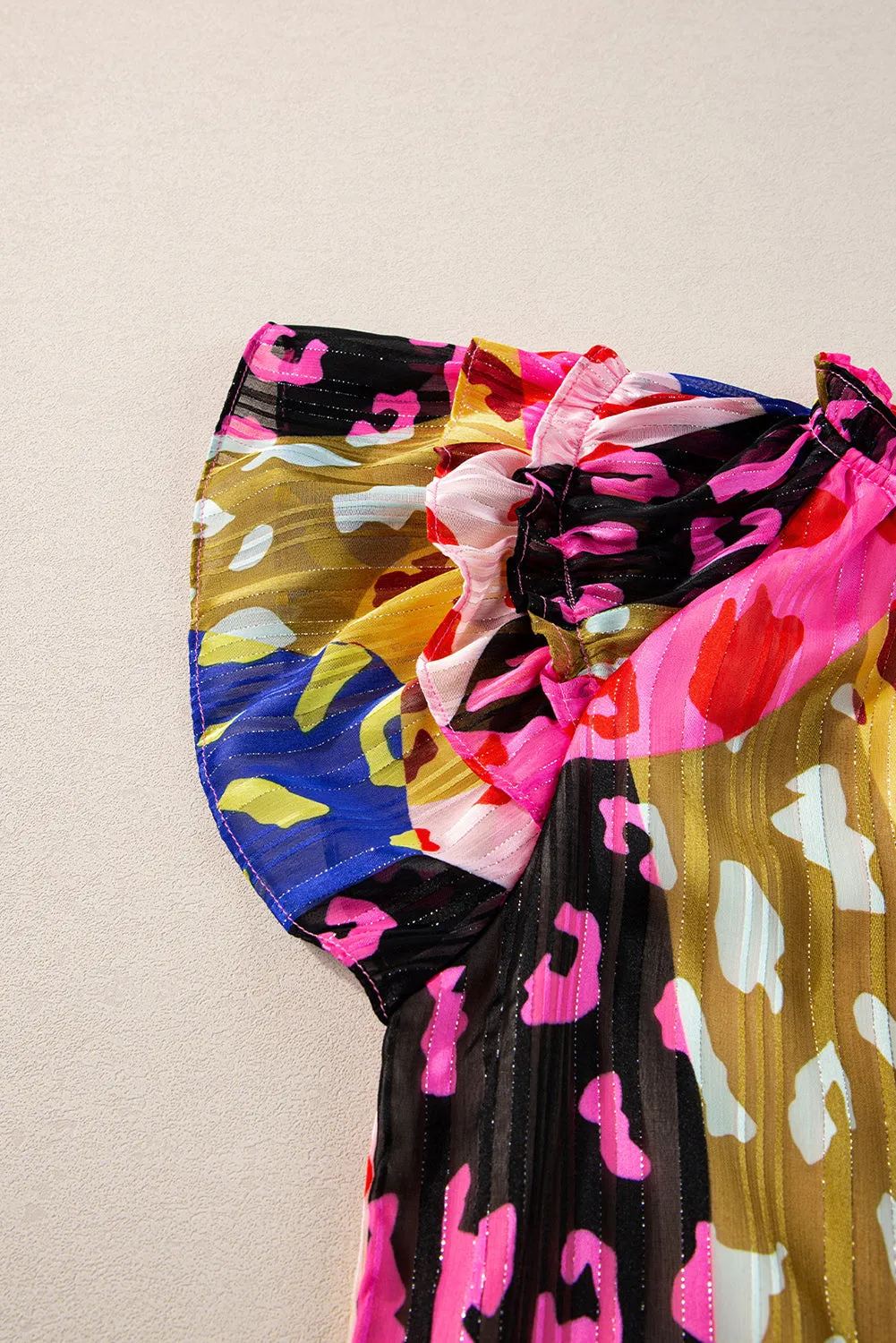 Rose V Neck Crinkled Blouse