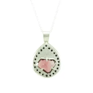 Rough Rhodolite Garnet and Black Diamond Necklace