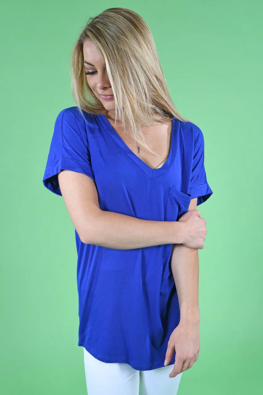 Royal Blue Essential V-Neck Top