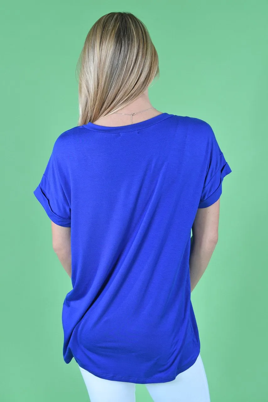 Royal Blue Essential V-Neck Top