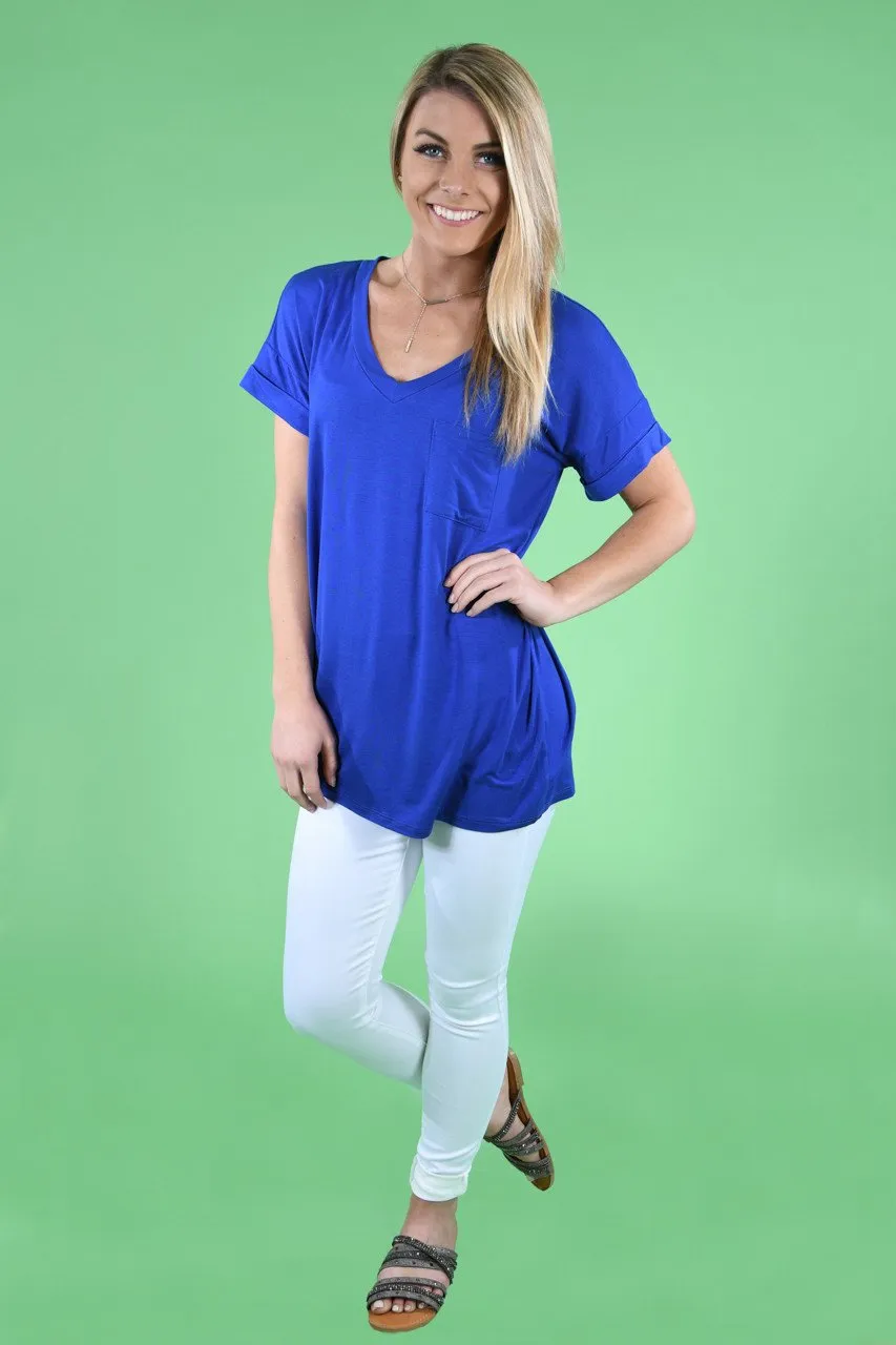 Royal Blue Essential V-Neck Top