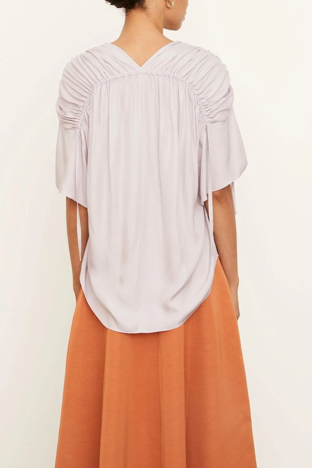 Ruched Flutter Sleeve Blouse in Violetta