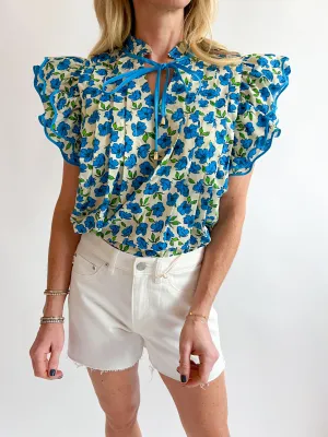 Ruffle Floral Short Sleeve Top