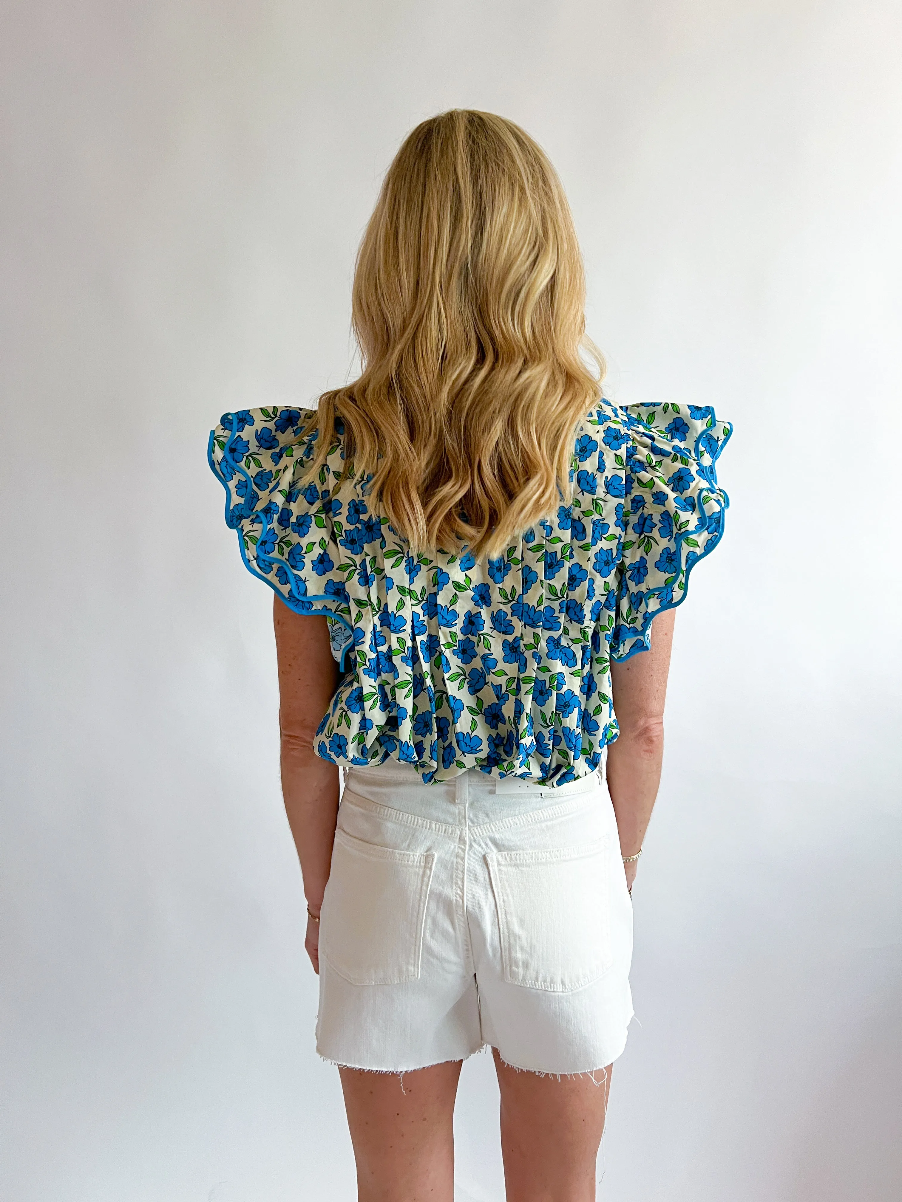 Ruffle Floral Short Sleeve Top