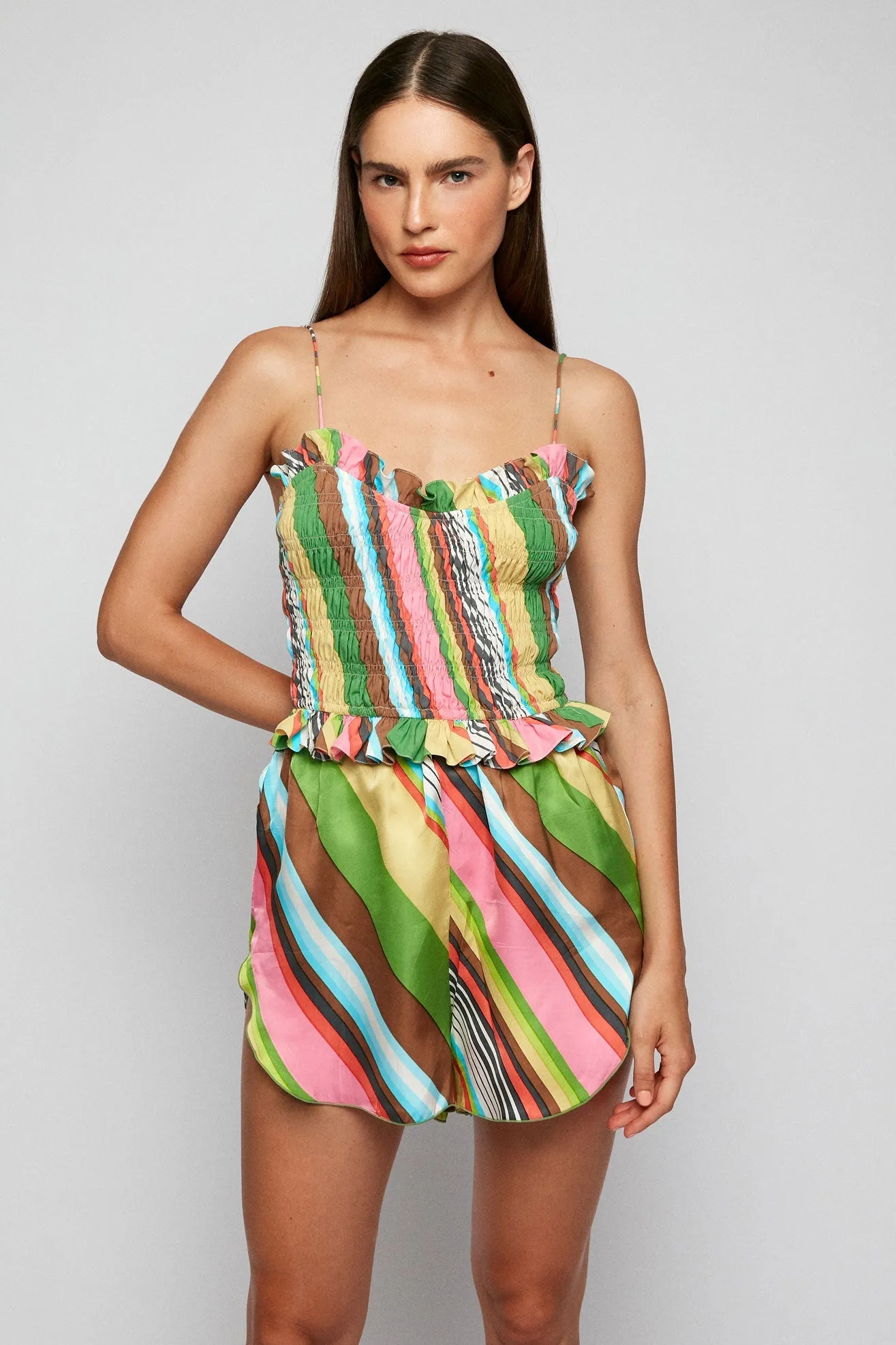 Ruffled Spaghetti Top | High Waisted Short