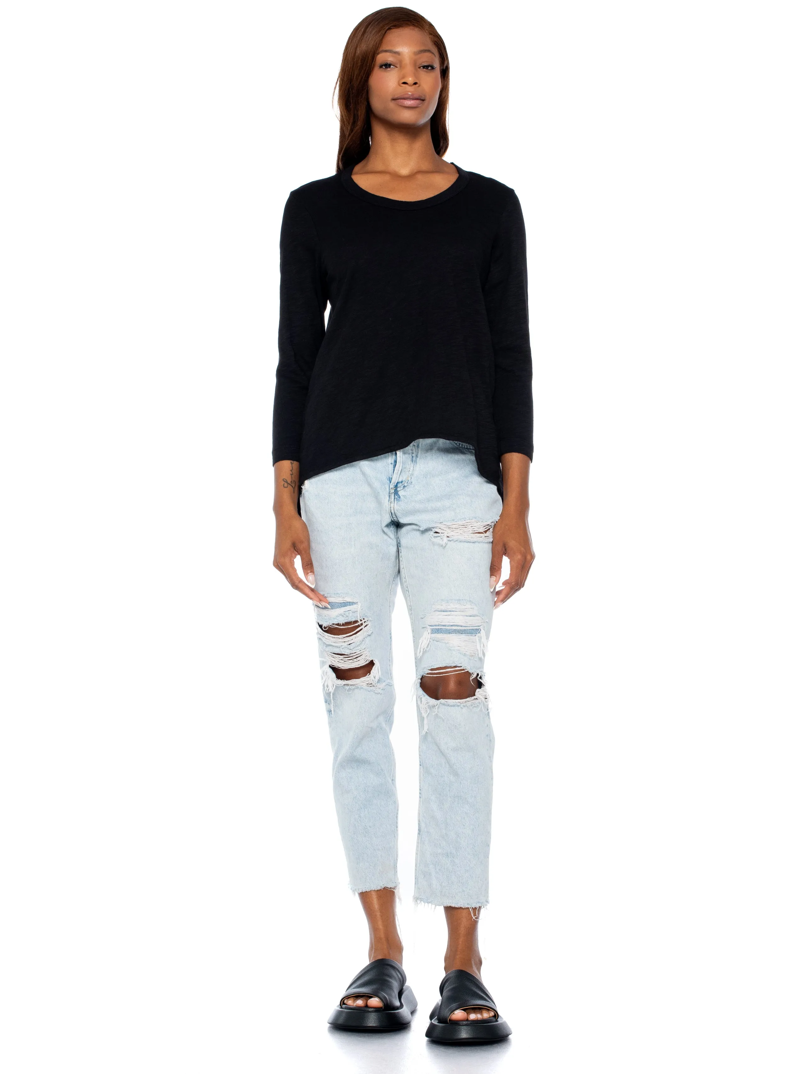 Scoopy Neck 3/4 Sleeve BF Tee