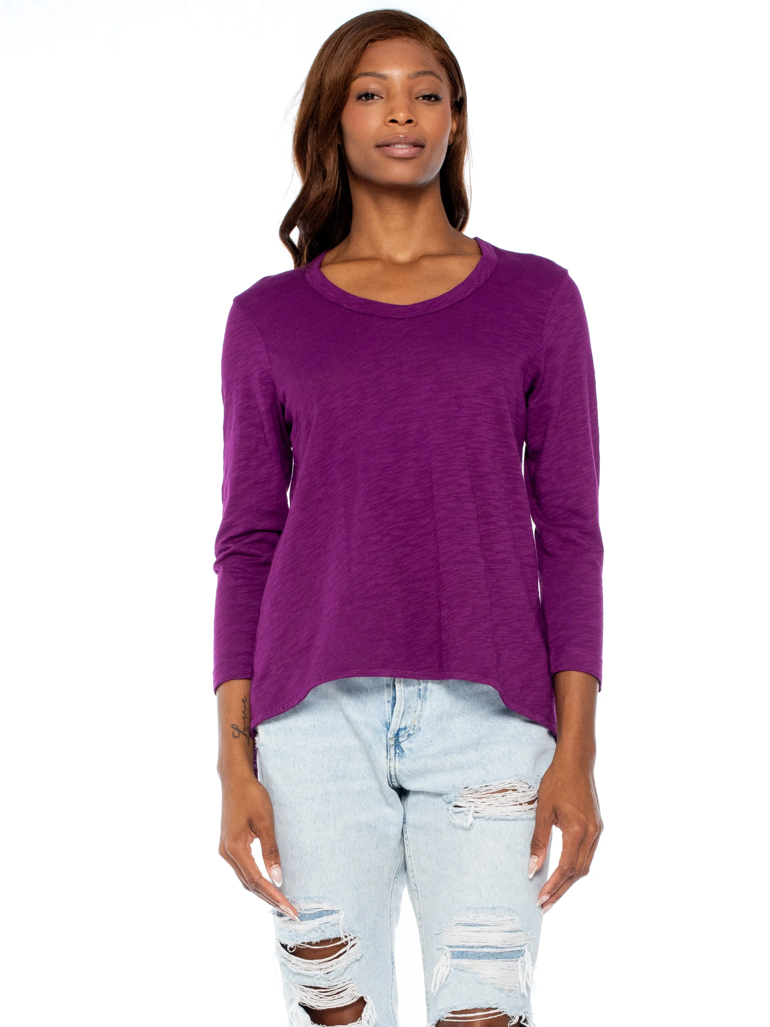 Scoopy Neck 3/4 Sleeve BF Tee