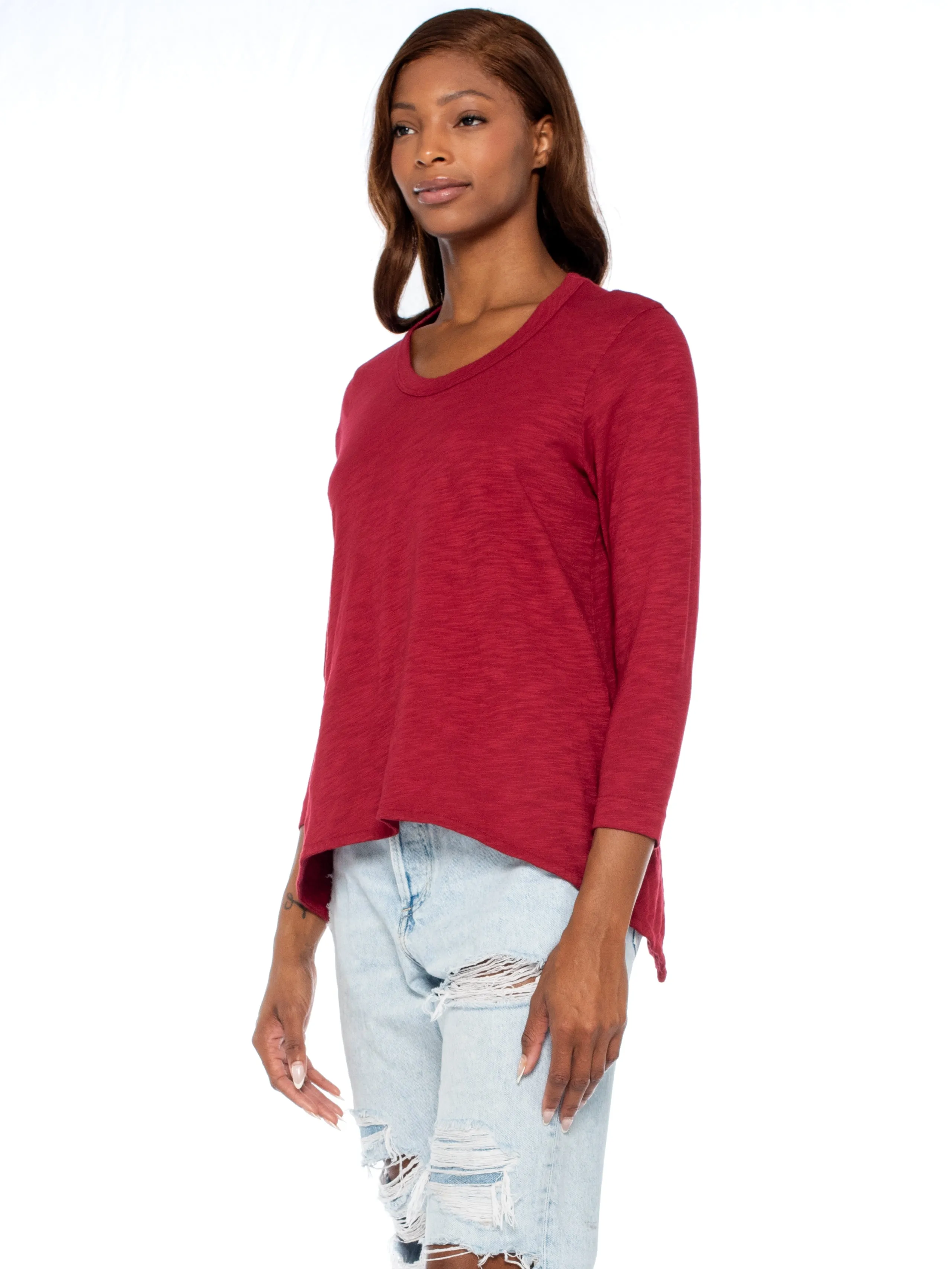 Scoopy Neck 3/4 Sleeve BF Tee