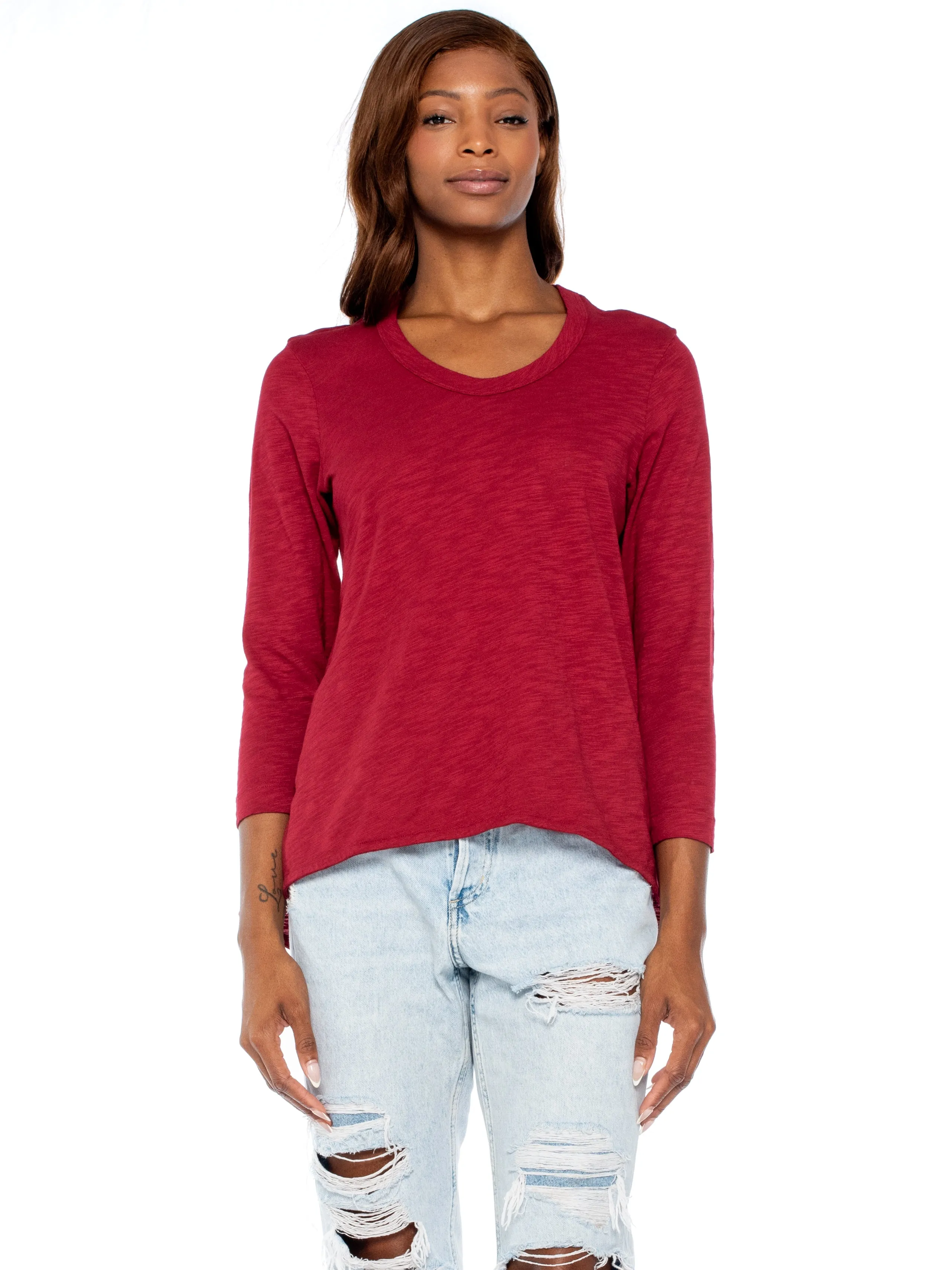 Scoopy Neck 3/4 Sleeve BF Tee