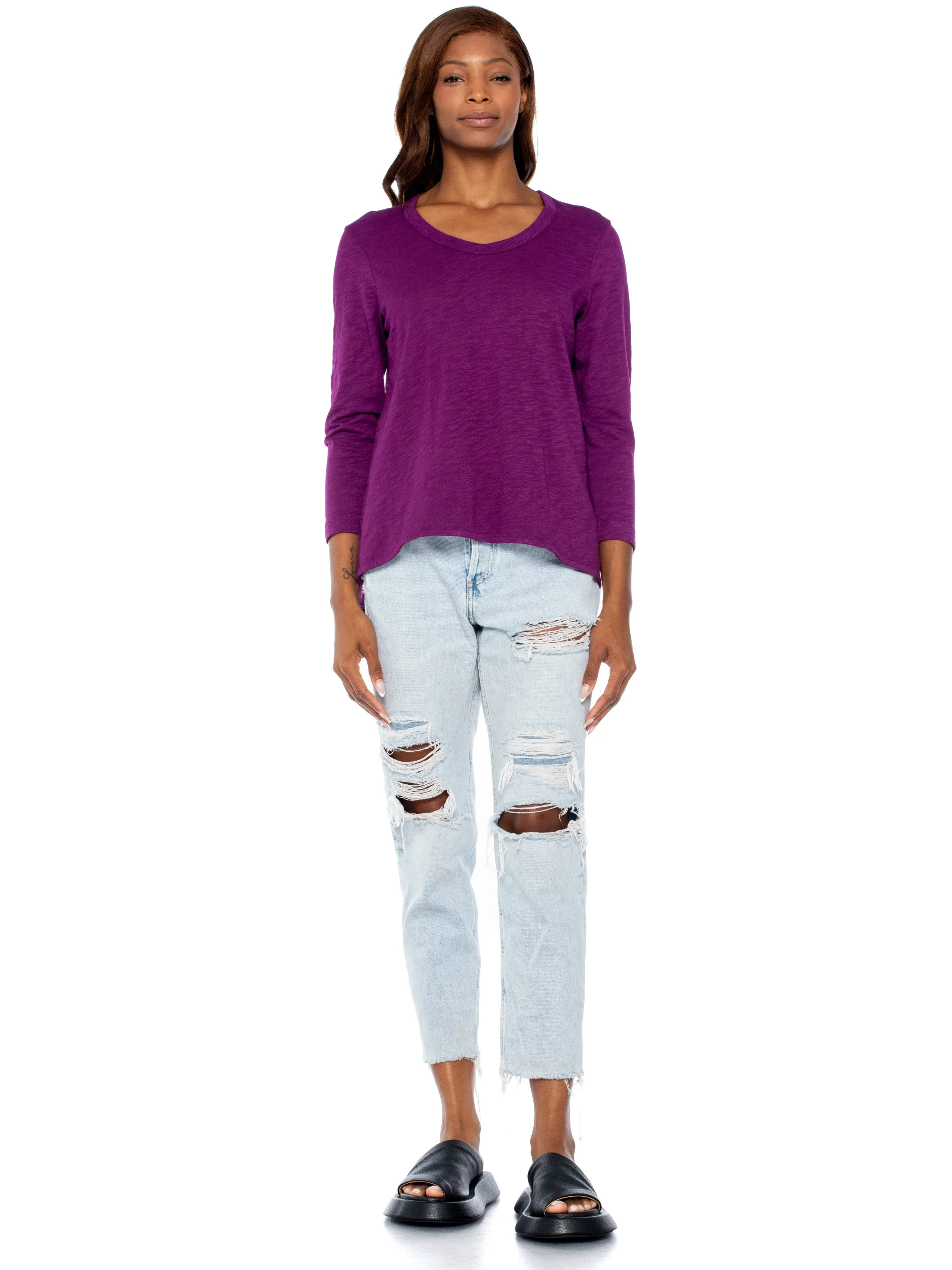 Scoopy Neck 3/4 Sleeve BF Tee