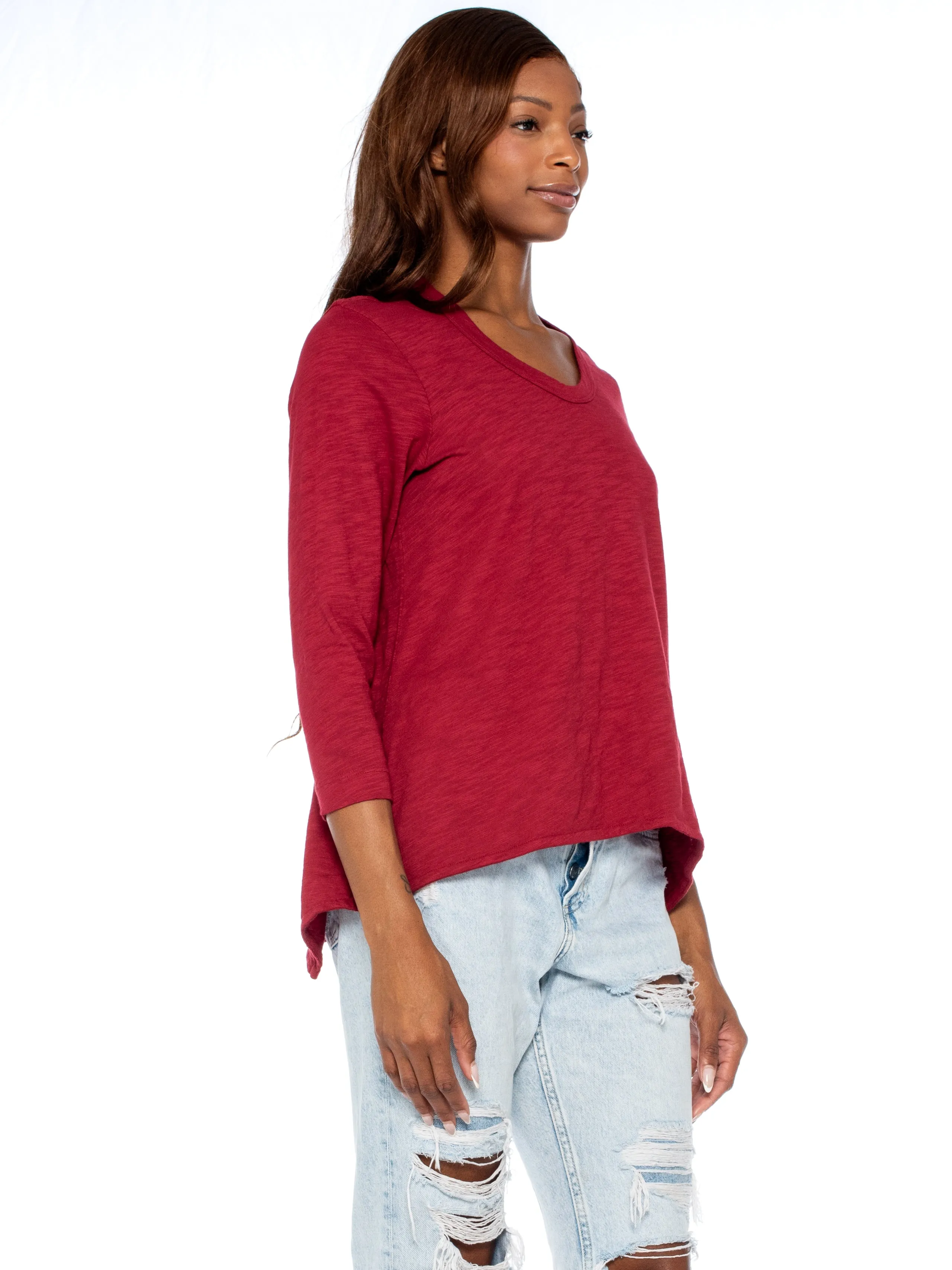 Scoopy Neck 3/4 Sleeve BF Tee