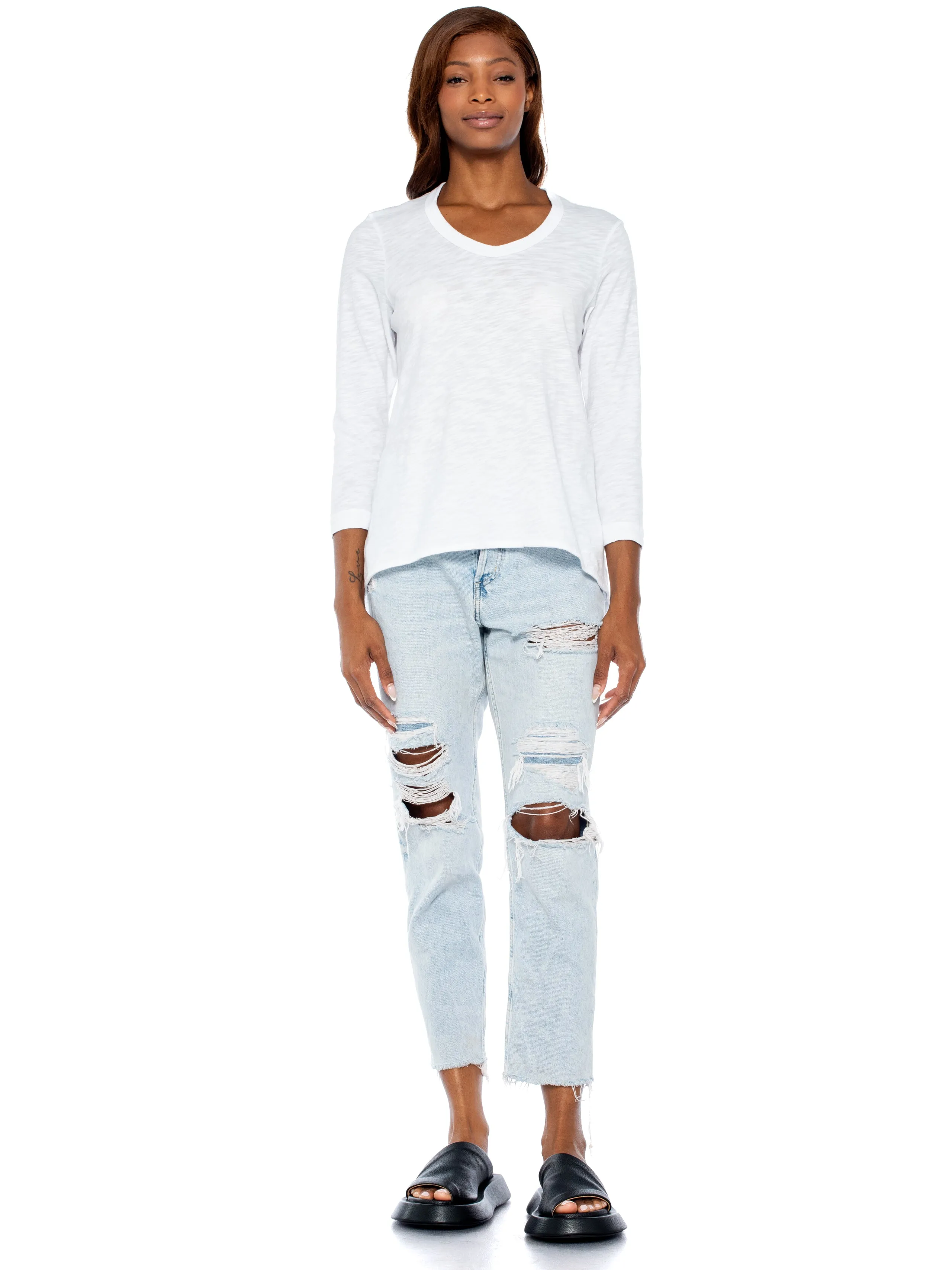 Scoopy Neck 3/4 Sleeve BF Tee