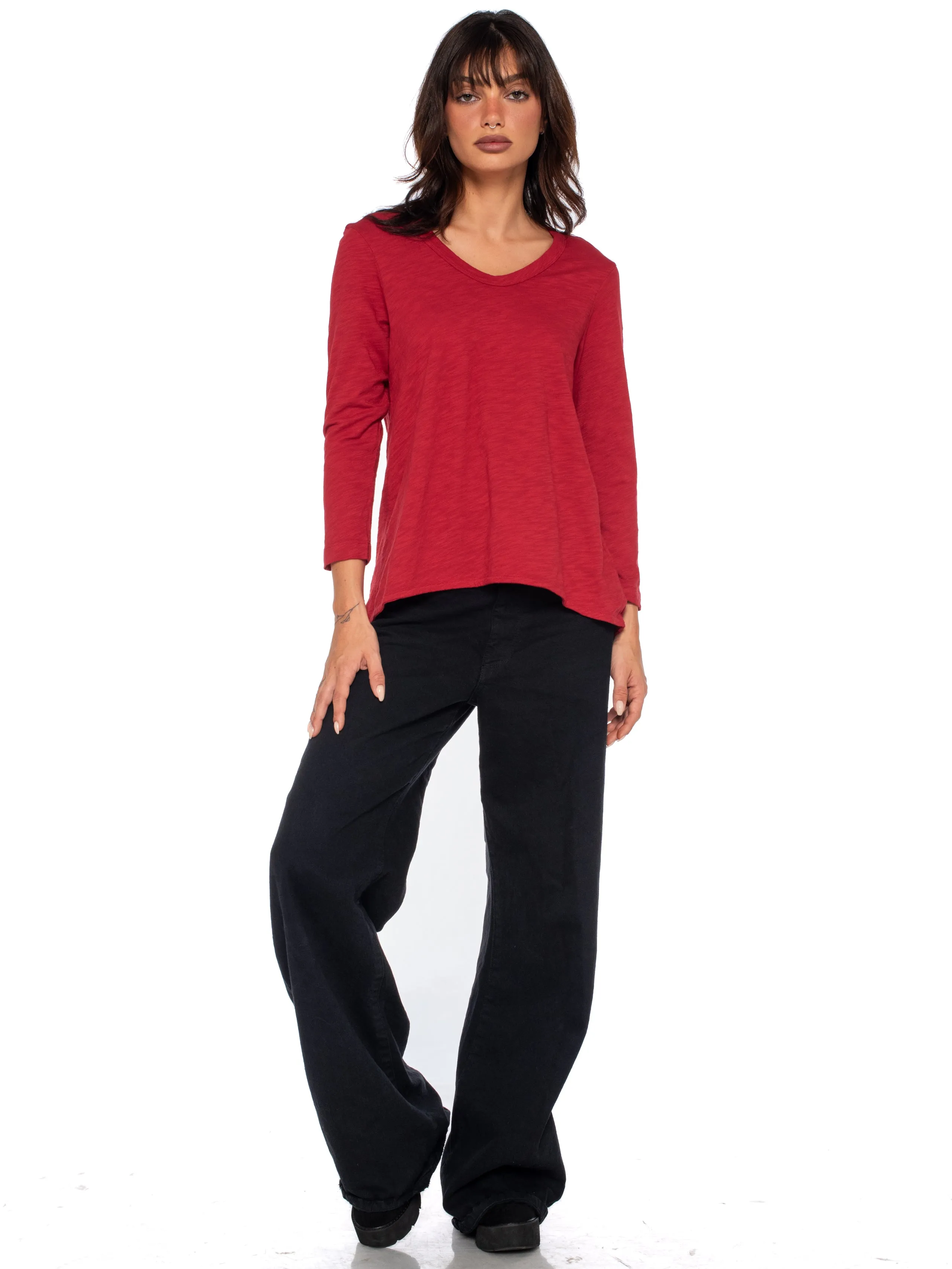Scoopy Neck 3/4 Sleeve BF Tee