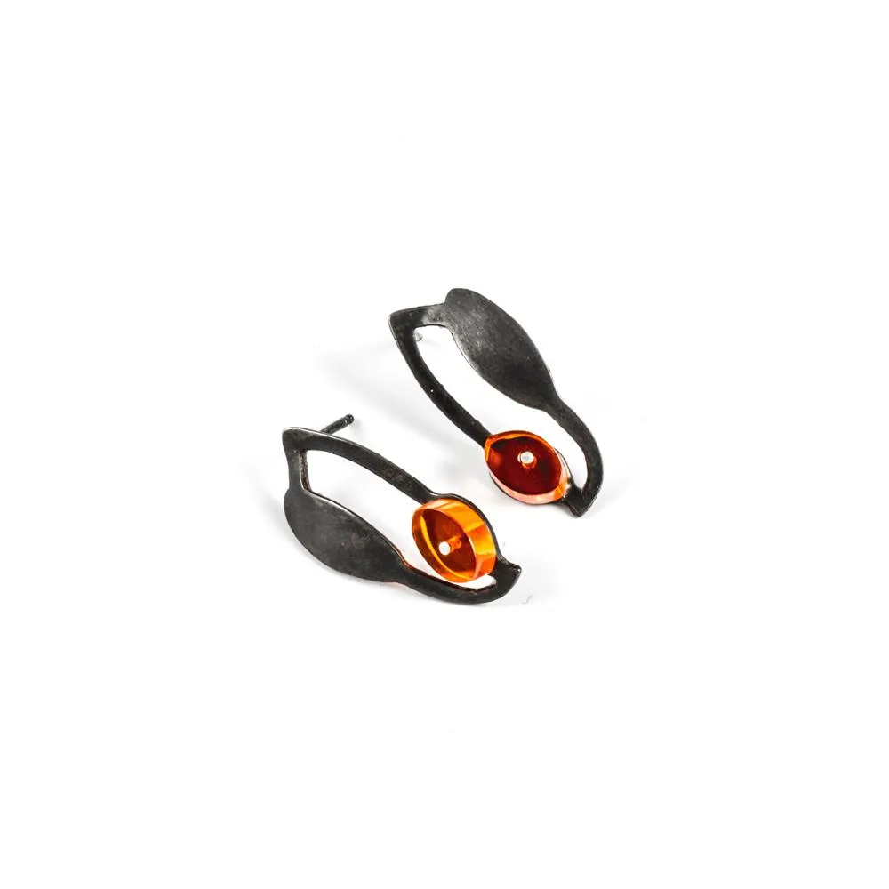 Seaweed Drop Earrings in Oxidized Silver