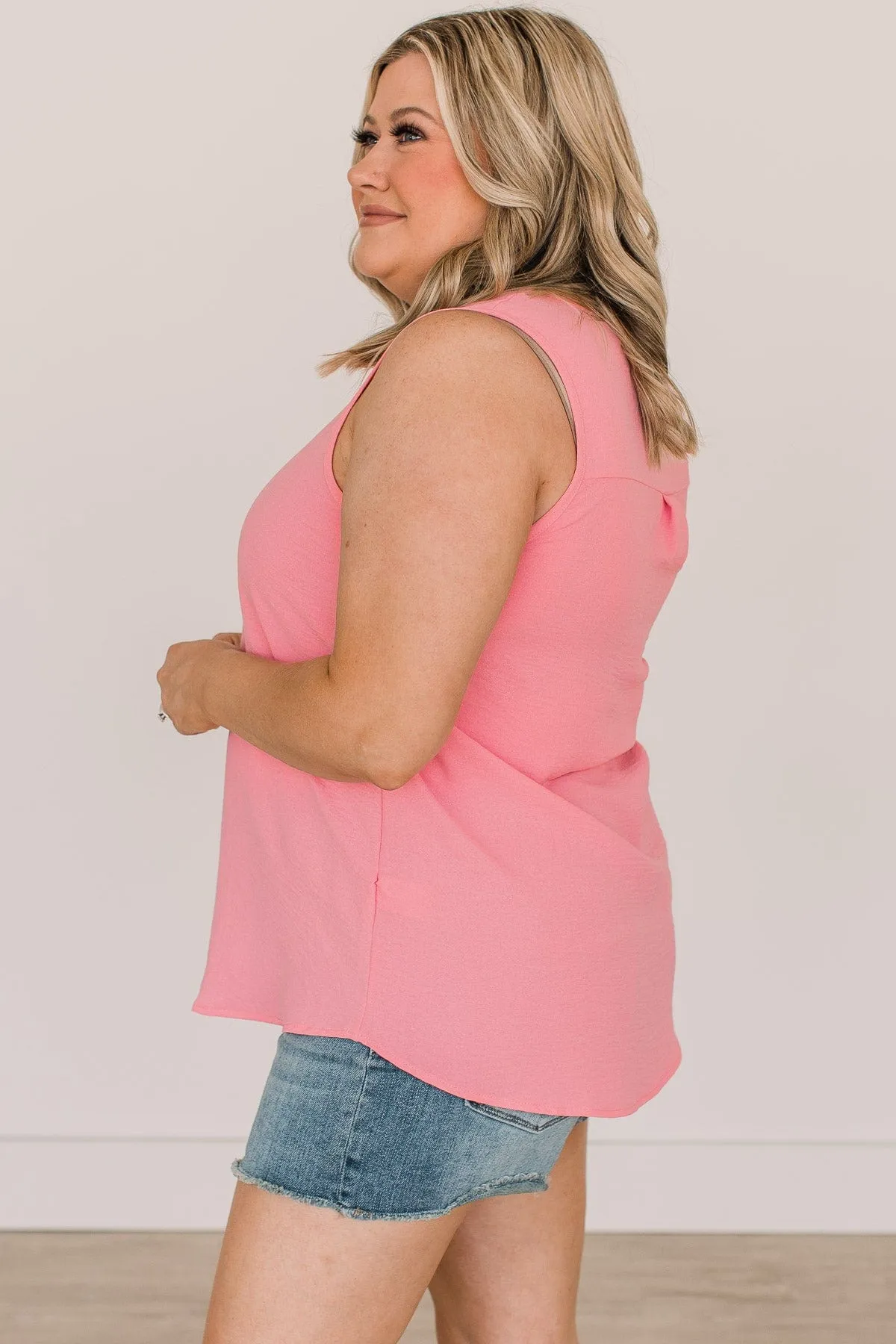 See Me Shine V-Neck Tank Top- Baby Pink