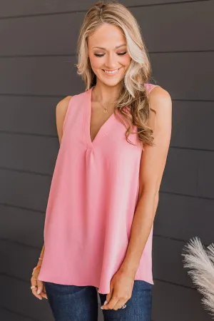 See Me Shine V-Neck Tank Top- Baby Pink