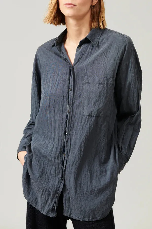 Silk blend over shirt with pocket