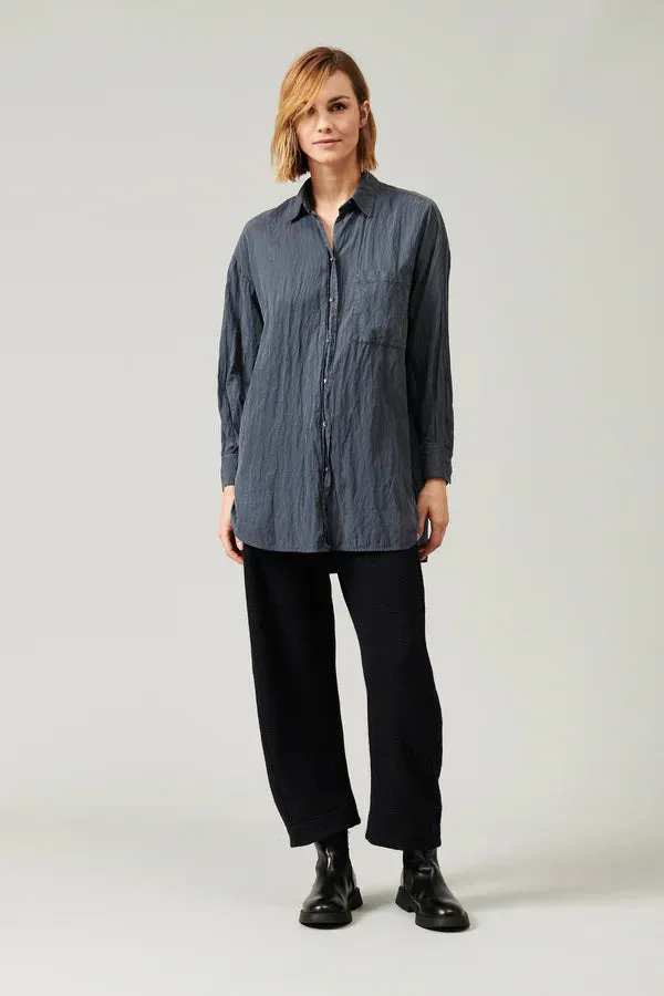 Silk blend over shirt with pocket