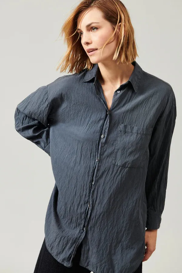 Silk blend over shirt with pocket