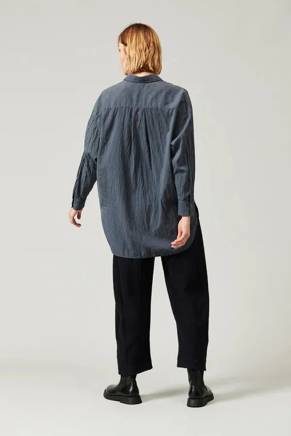 Silk blend over shirt with pocket