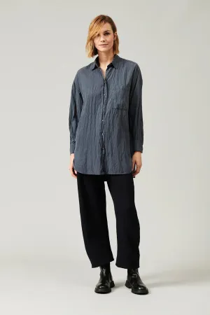 Silk blend over shirt with pocket