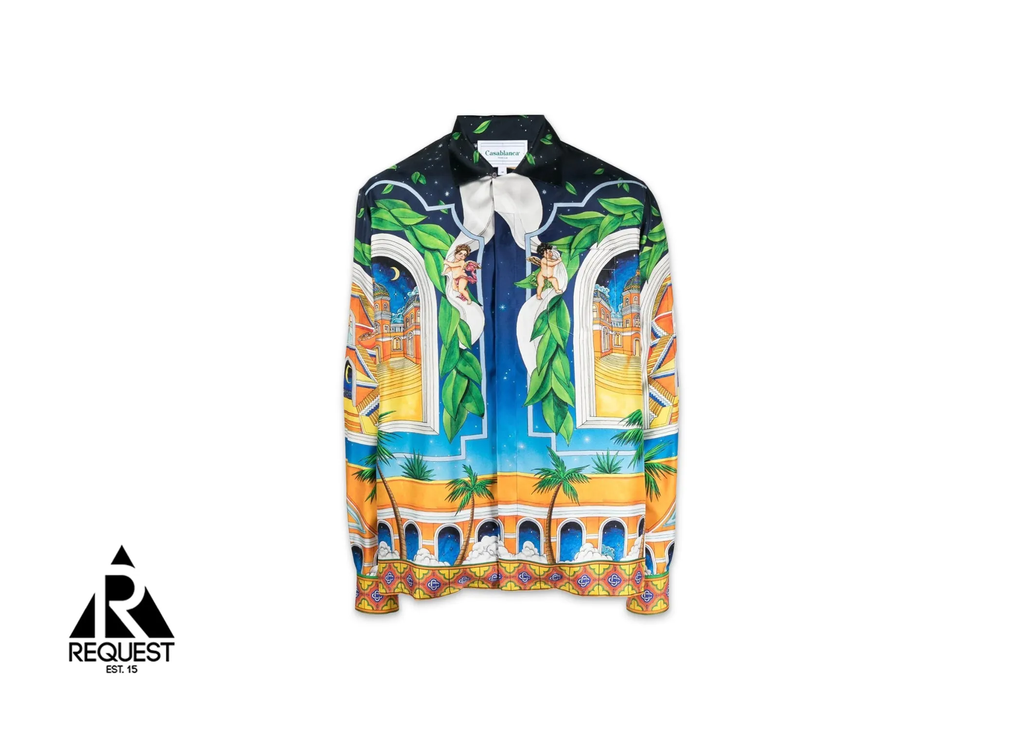 Silk Cuban Collar Long Sleeve Shirt "Maison D’ete"