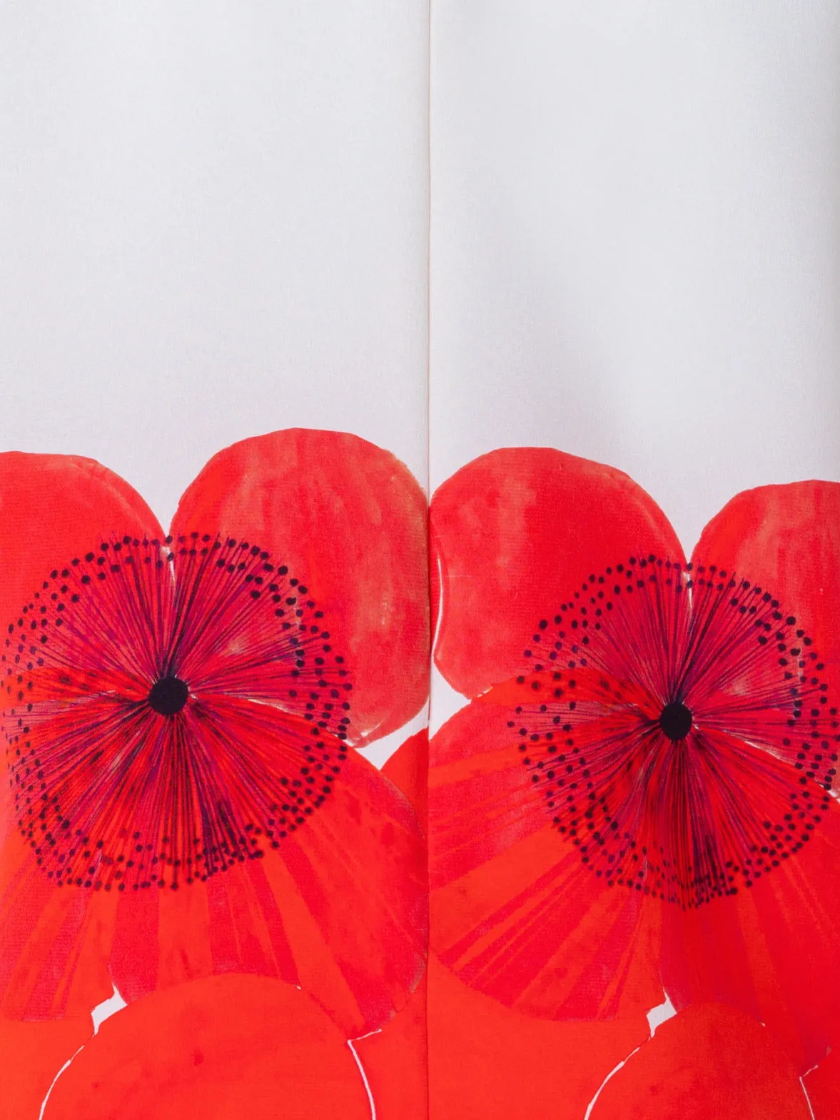 Silk T-Shirt Blouse with Poppy Print