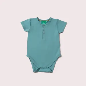 Sky Blue Organic Short Sleeve Baby Bodysuit