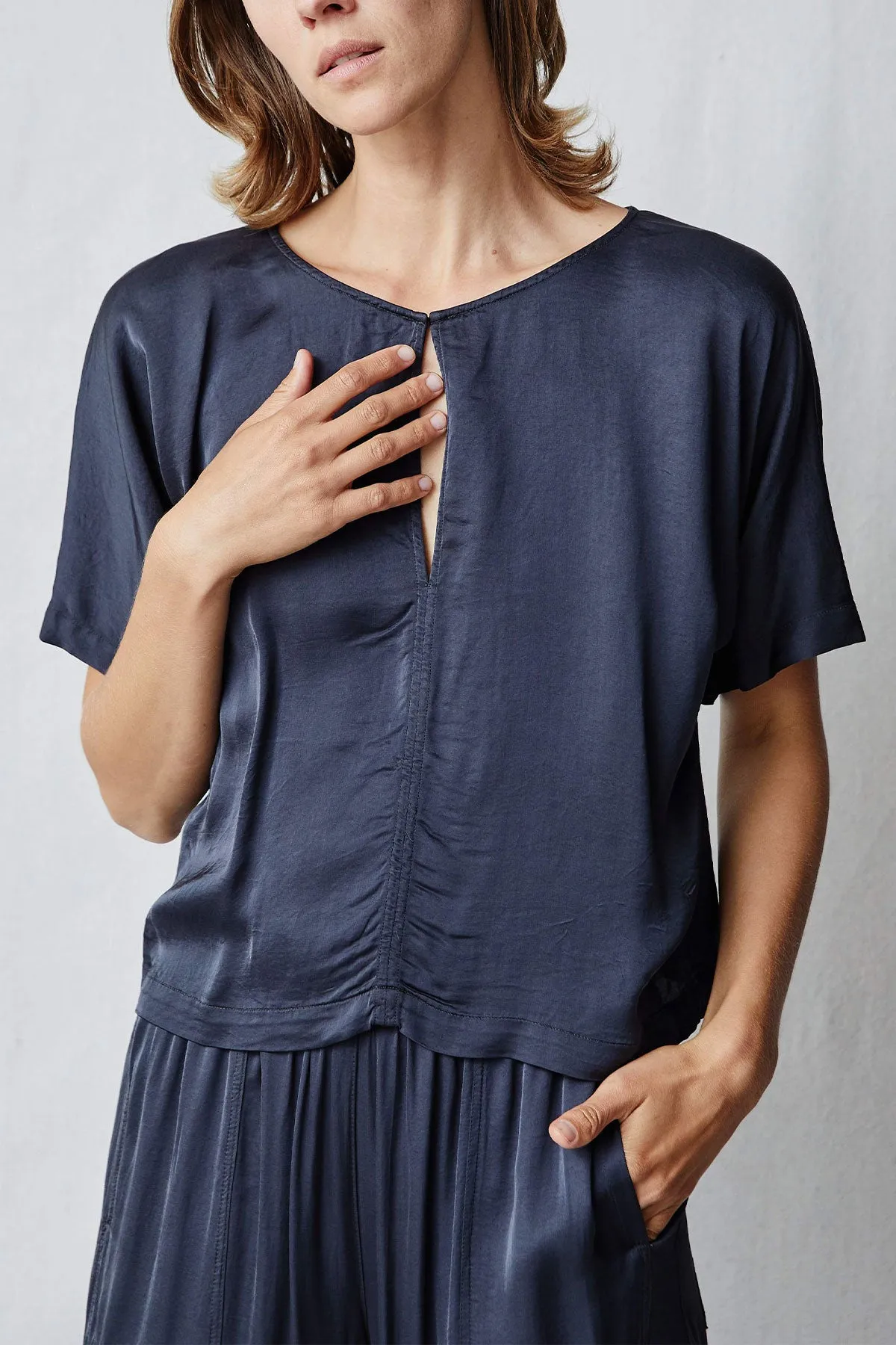 Slate Matte Satin Lilly Top