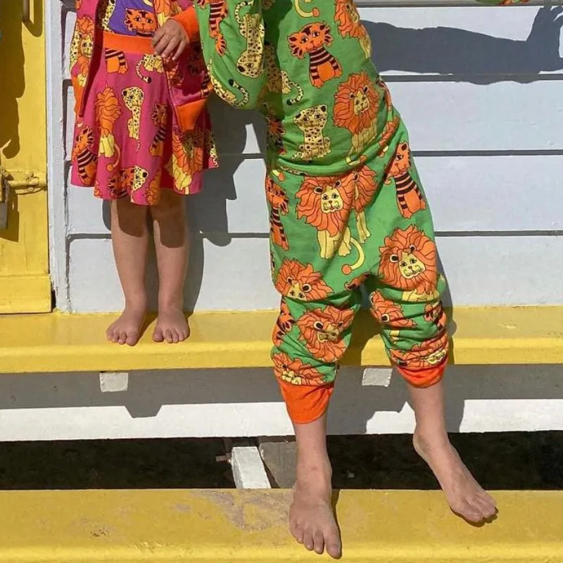 Smafolk Lion, Tiger & Leopard Sweatpants - Green (Last one! 11-12y)