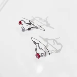 Small Hanging Seaweed Earrings in Oxidized Silver