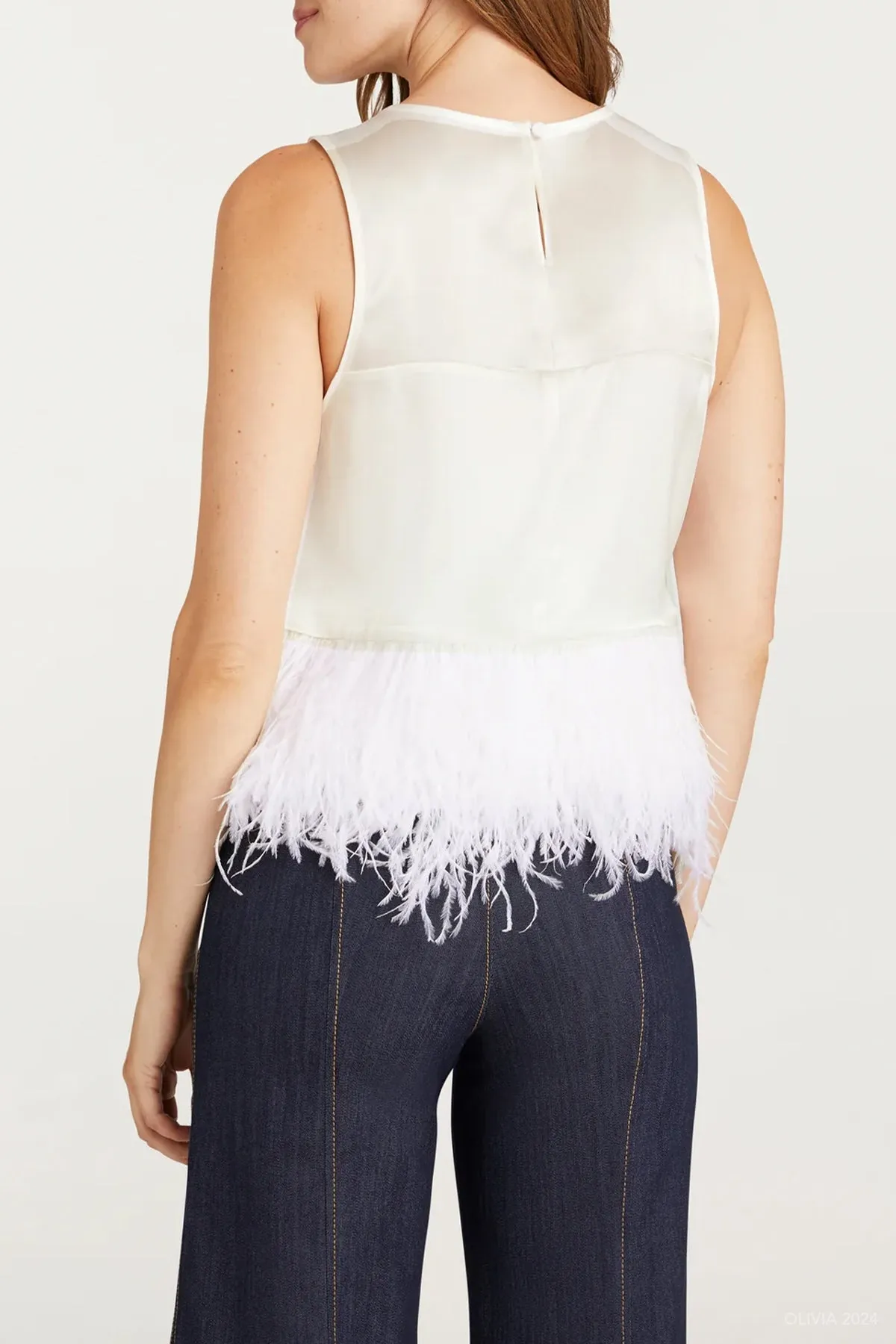 Smooth Satin Charisse Top in Ivory
