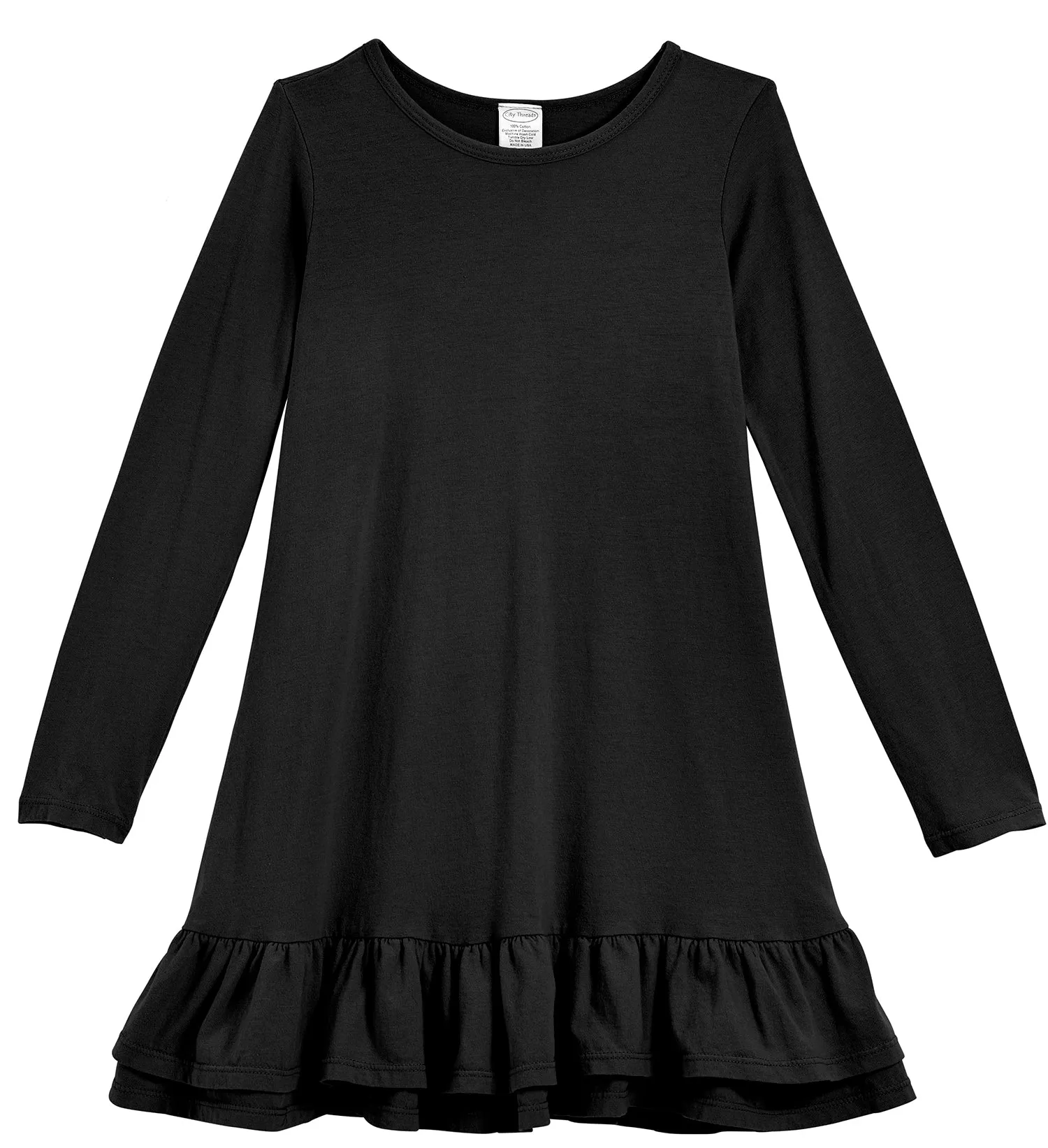 Soft Cotton A-Line Ruffle Hem Dress