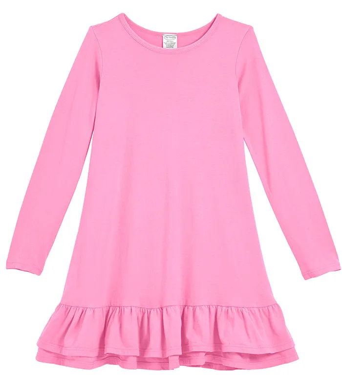Soft Cotton A-Line Ruffle Hem Dress