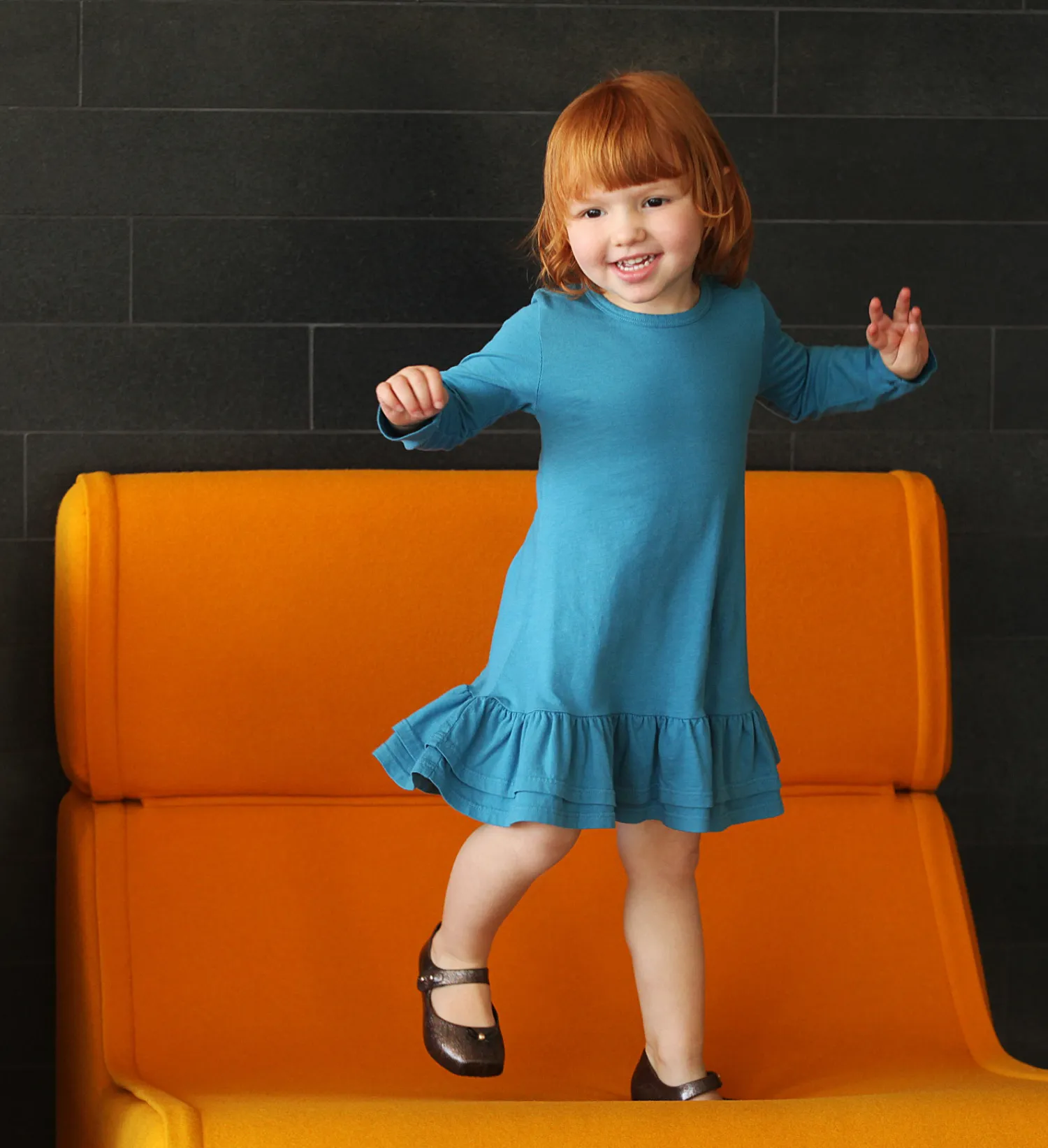 Soft Cotton A-Line Ruffle Hem Dress