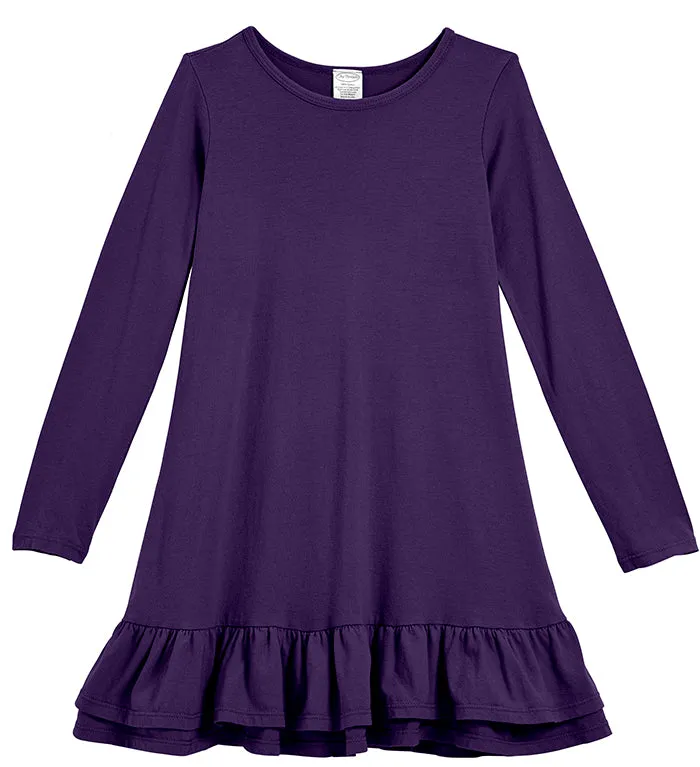 Soft Cotton A-Line Ruffle Hem Dress